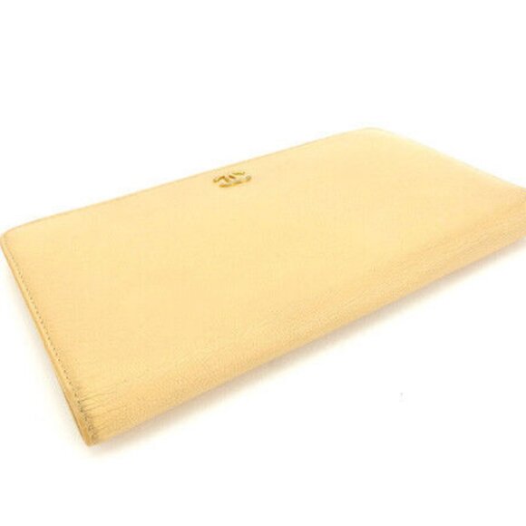 Chanel Wallet Purse Long Wallet Coco Button Beige Woman Authentic - Picture 4 of 6